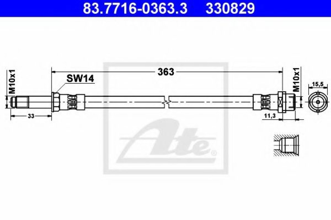 Furtun frana MERCEDES SPRINTER 2-t caroserie (901, 902) (1995 - 2006) ATE 83.7716-0363.3 piesa NOUA