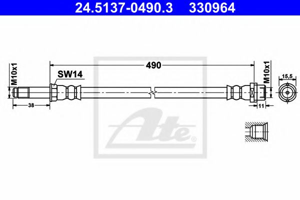 Furtun frana MERCEDES SPRINTER 3,5-t caroserie (906) (2006 - 2016) ATE 24.5137-0490.3 piesa NOUA