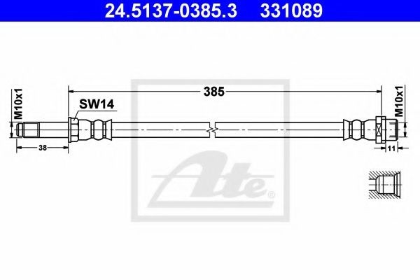 Furtun frana MERCEDES SPRINTER 4,6-t caroserie (906) (2006 - 2016) ATE 24.5137-0385.3 piesa NOUA