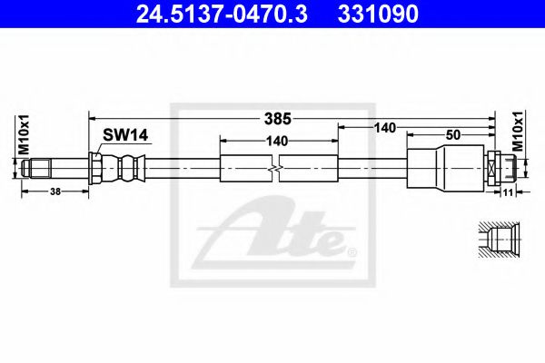 Furtun frana MERCEDES SPRINTER 4,6-t platou / sasiu (906) (2006 - 2016) ATE 24.5137-0470.3 piesa NOUA