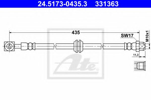 Furtun frana MINI MINI (R50, R53) (2001 - 2006) ATE 24.5173-0435.3 piesa NOUA