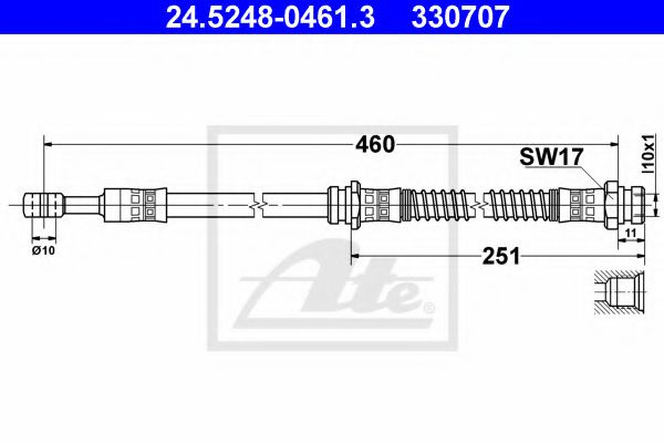 Furtun frana MITSUBISHI CARISMA (DA) (1995 - 2006) ATE 24.5248-0461.3 piesa NOUA