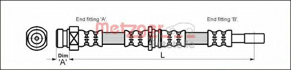 Furtun frana MITSUBISHI CARISMA limuzina (DA) (1996 - 2006) METZGER 4113315 piesa NOUA