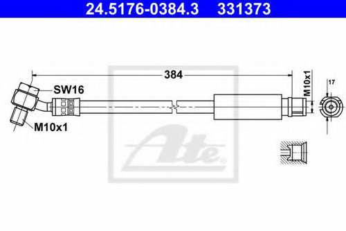 Furtun frana OPEL INSIGNIA Combi (2008 - 2016) ATE 24.5176-0384.3 piesa NOUA