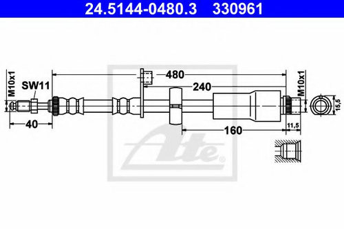 Furtun frana PEUGEOT 207 SW (WK) (2007 - 2016) ATE 24.5144-0480.3 piesa NOUA