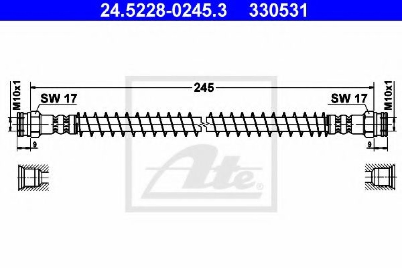 Furtun frana PEUGEOT 306 (7B, N3, N5) (1993 - 2003) ATE 24.5228-0245.3 piesa NOUA