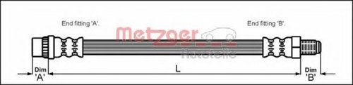 Furtun frana PEUGEOT 306 (7B, N3, N5) (1993 - 2003) METZGER 4114655 piesa NOUA