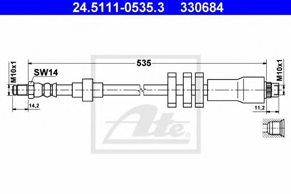 Furtun frana PEUGEOT 406 Estate (8E/F) (1996 - 2004) ATE 24.5111-0535.3 piesa NOUA