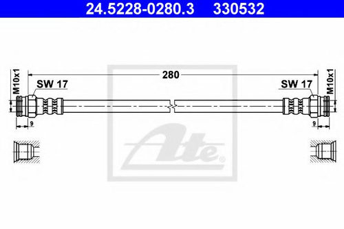 Furtun frana PEUGEOT 406 Estate (8E/F) (1996 - 2004) ATE 24.5228-0280.3 piesa NOUA