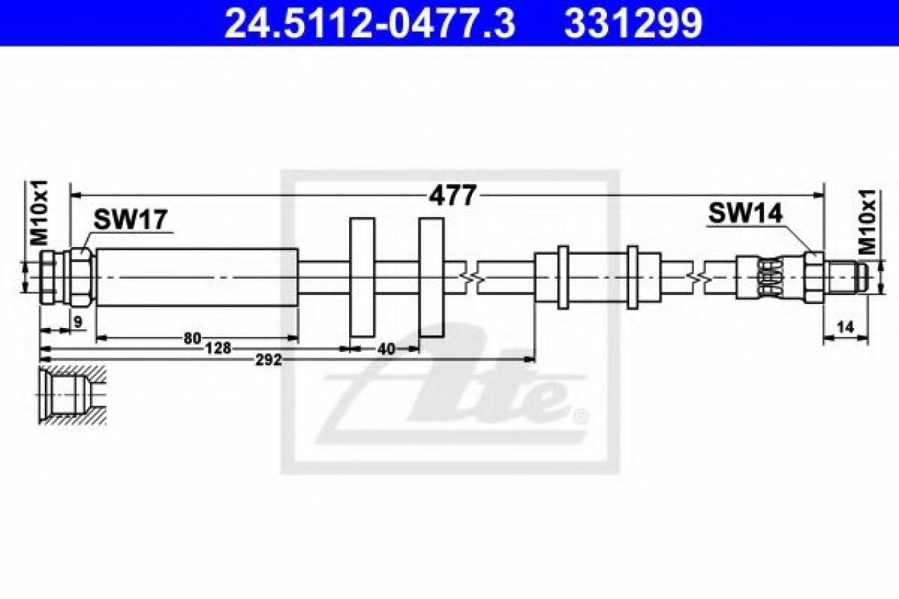 Furtun frana PEUGEOT BOXER caroserie (244) (2001 - 2016) ATE 24.5112-0477.3 piesa NOUA