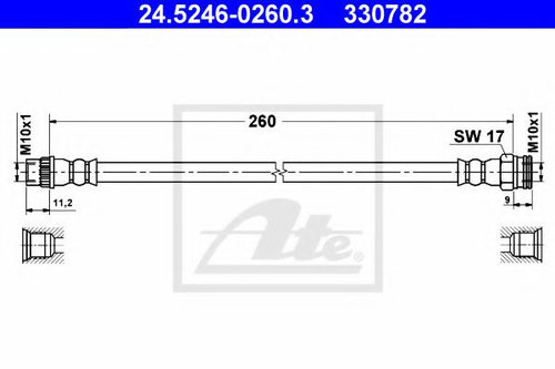 Furtun frana PEUGEOT PARTNER caroserie (5) (1996 - 2012) ATE 24.5246-0260.3 piesa NOUA