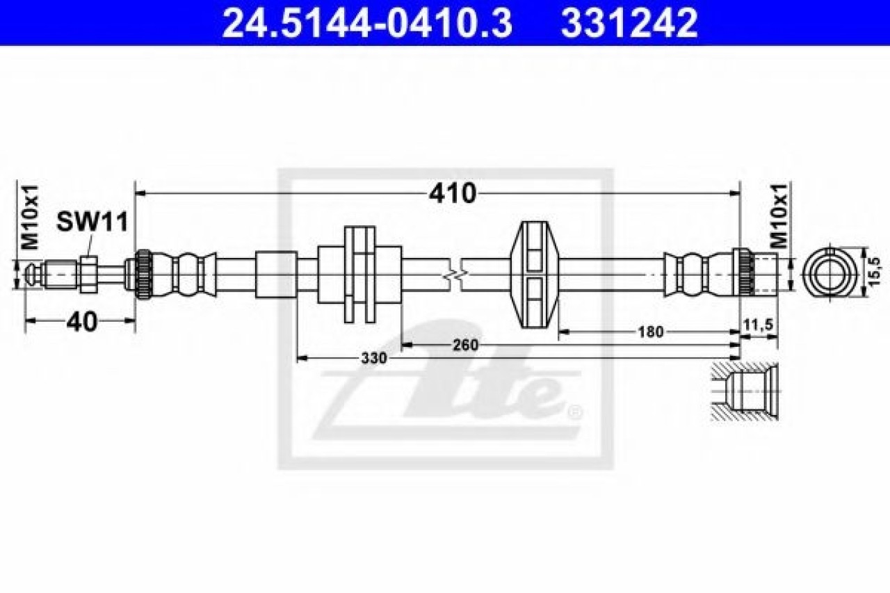 Furtun frana RENAULT LAGUNA III Grandtour (KT0/1) (2007 - 2016) ATE 24.5144-0410.3 piesa NOUA