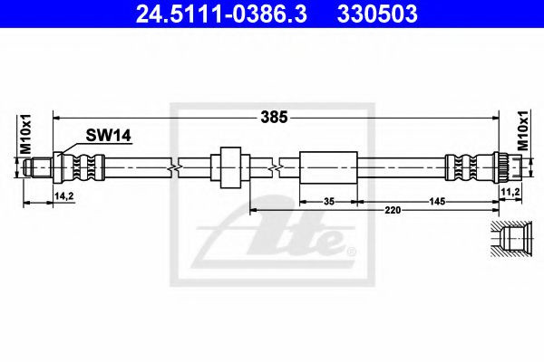 Furtun frana RENAULT TRAFIC III bus (2014 - 2016) ATE 24.5111-0386.3 piesa NOUA