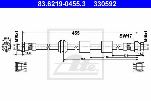 Furtun frana SEAT ALHAMBRA (7V8, 7V9) (1996 - 2010) ATE 83.6219-0455.3 piesa NOUA