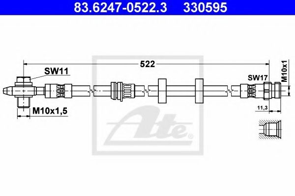 Furtun frana SEAT IBIZA IV (6L1) (2002 - 2009) ATE 83.6247-0522.3 piesa NOUA