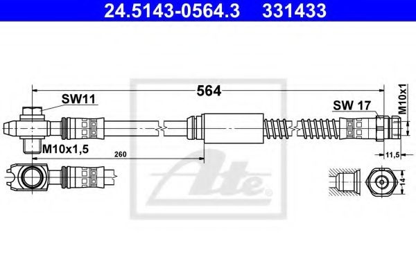 Furtun frana SKODA OCTAVIA II Combi (1Z5) (2004 - 2013) ATE 24.5143-0564.3 piesa NOUA