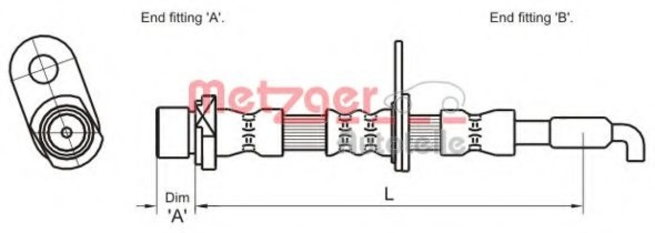 Furtun frana TOYOTA AVENSIS Limuzina (T25) (2003 - 2008) METZGER 4110029 piesa NOUA