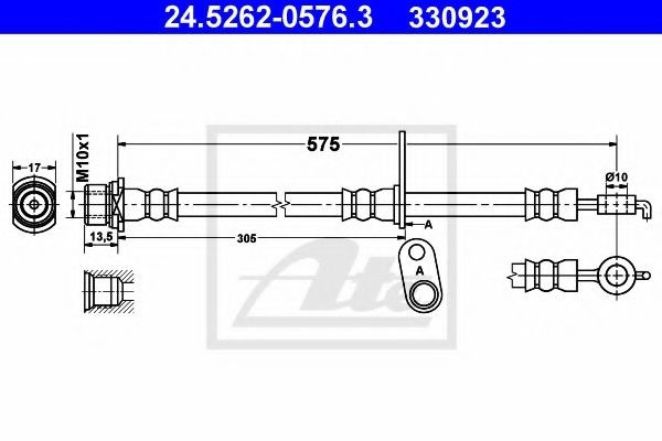 Furtun frana TOYOTA AVENSIS Limuzina (T25) (2003 - 2008) ATE 24.5262-0576.3 piesa NOUA