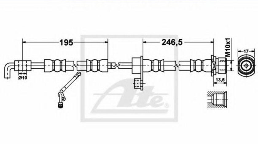 Furtun frana TOYOTA YARIS (P9) (2005 - 2013) ATE 24.5286-0489.3 piesa NOUA