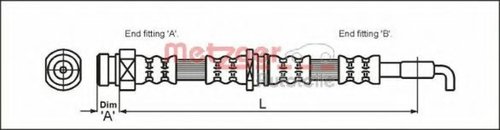 Furtun frana VOLVO V40 Combi (VW) (1995 - 2004) METZGER 4113669 piesa NOUA