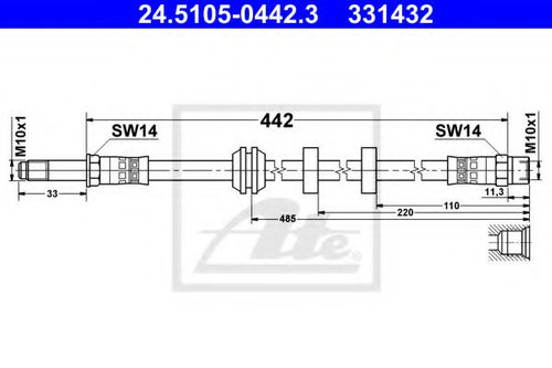 Furtun frana VW CADDY II Caroserie (9K9A) (1995 - 2004) ATE 24.5105-0442.3 piesa NOUA