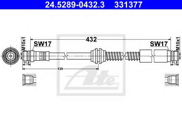 Furtun frana VW CADDY III Caroserie (2KA, 2KH, 2CA, 2CH) (2004 - 2016) ATE 24.5289-0432.3 piesa NOUA