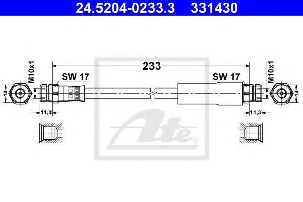 Furtun frana VW GOLF VI Cabriolet (517) (2011 - 2016) ATE 24.5204-0233.3 piesa NOUA