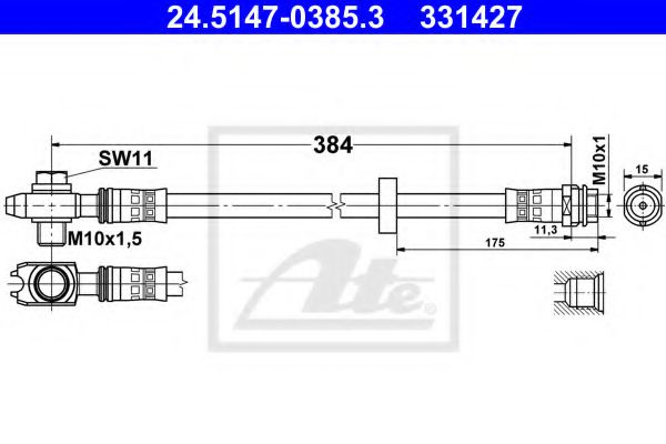 Furtun frana VW PASSAT Variant (3A5, 35I) (1988 - 1997) ATE 24.5147-0385.3 piesa NOUA