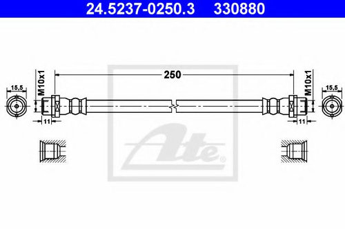 Furtun frana VW TRANSPORTER V caroserie (7HA, 7HH, 7EA, 7EH) (2003 - 2016) ATE 24.5237-0250.3 piesa ...