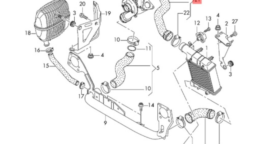 Furtun intercooler Audi A4 B7 (8E) Sedan 2008 2.0 TDI OEM 8E0145737F