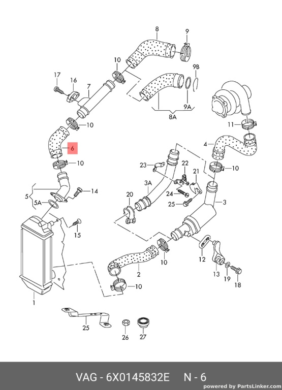 Furtun intercooler Volkswagen Lupo 1.4 TDI AMF 2001 OEM 6X0145832E