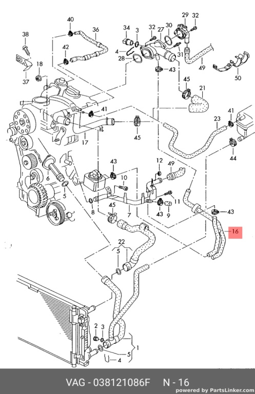 Furtun lichid racire motor 038121086F Audi A4 B6 Break 1.9 tdi 2002 AWX OEM 038121086F