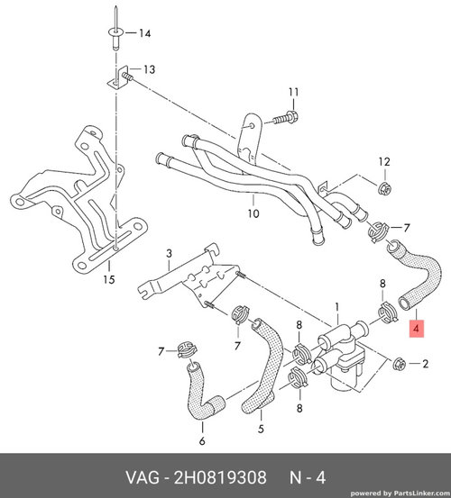 Furtun lichid racire motor Volkswagen Amarok 2H 2015 2016 OEM 2H0819308