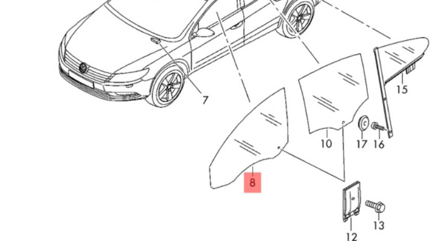 Geam dreapta fata Volkswagen Passat CC (357) DSG 2.0 tdi CBB B 2009 VOLKSWAGEN PASSAT CC (357) [ 2008 - 2012 ] OEM 43R-001026