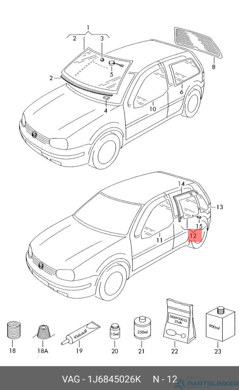 Geam dreapta spate Volkswagen Golf 4 (1J1) Hatchback 2001 OEM 1J6845026K