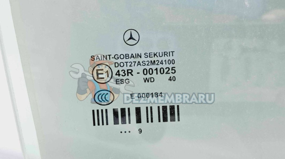 Geam usa dreapta spate Mercedes Clasa E (W212) AMG [Fabr 2009-2016] OEM