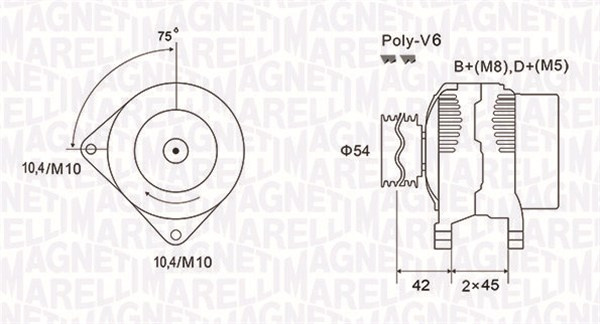 Generator / Alternator (063731564010 MAGNETI MARELLI) Citroen,FIAT,LANCIA,PEUGEOT