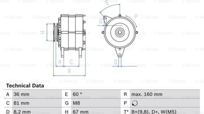 Generator / Alternator (0986030760 BOSCH) AUSTIN,FORD,MG,ROVER