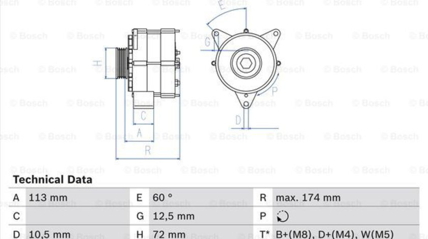 Generator / Alternator (0986040260 BOSCH) MAZ,MERCEDES-BENZ