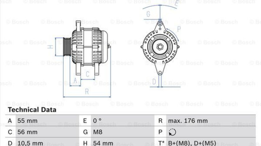 Generator / Alternator (0986046150 BOSCH) CHEVROLET,HOLDEN,OPEL,SAAB,VAUXHALL