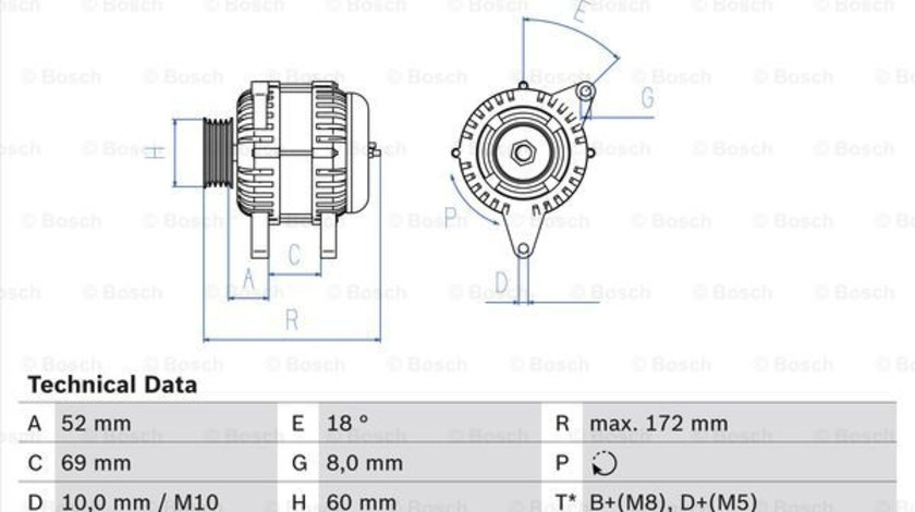 Generator / Alternator (0986080030 BOSCH) Citroen,FIAT,PEUGEOT