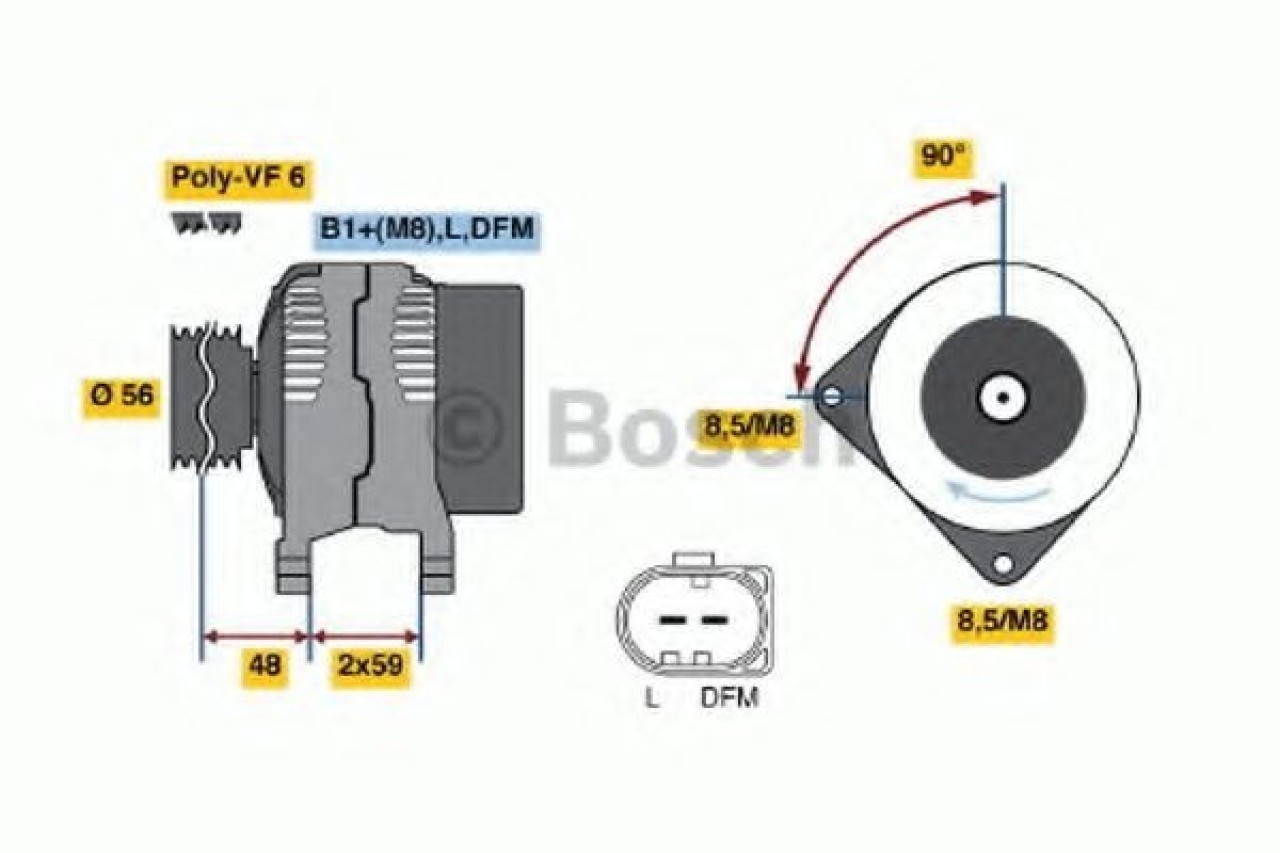 Generator / Alternator AUDI A1 (8X1, 8XK, 8XF) (2010 - 2016) BOSCH 0 986 045 390 piesa NOUA