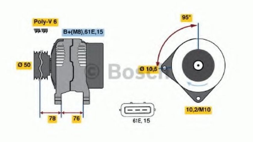 Generator / Alternator BMW Seria 3 Cupe (E46) (1999 - 2006) BOSCH 0 986 040 390 piesa NOUA