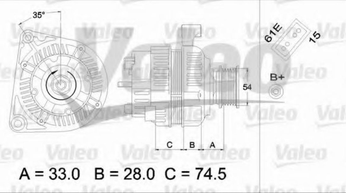 Generator / Alternator BMW Seria 3 (E46) (1998 - 2005) VALEO 437160 piesa NOUA