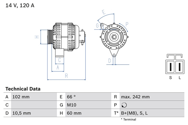 Generator / Alternator Bosch Hyundai 0 986 049 550