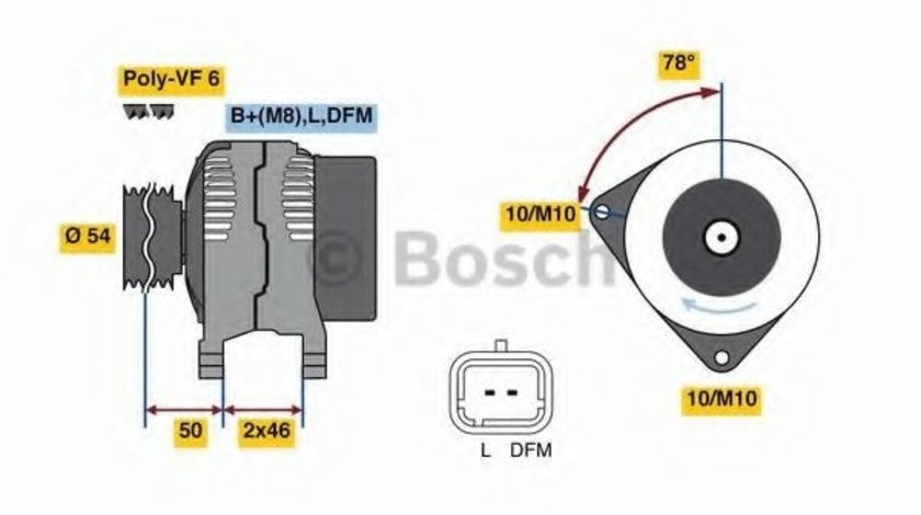 Generator / Alternator FIAT DUCATO bus (244) (2002 - 2016) BOSCH 0 986 080 190 piesa NOUA