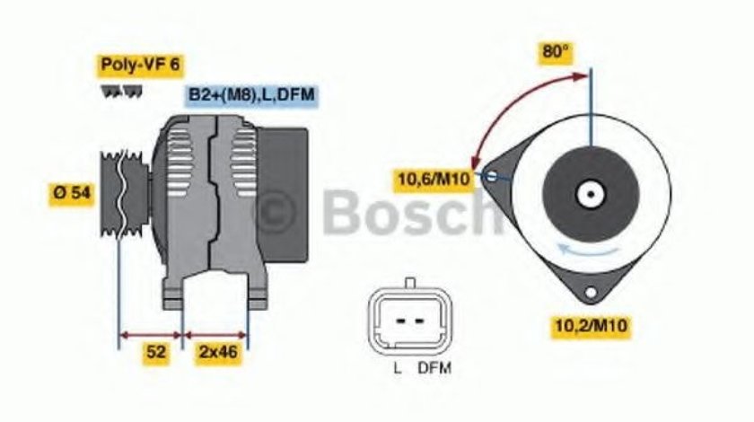 Generator / Alternator FIAT DUCATO bus (244) (2002 - 2016) BOSCH 0 986 046 240 piesa NOUA