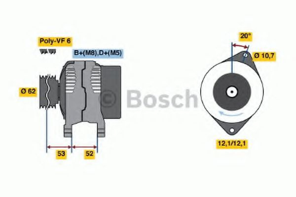 Generator / Alternator FIAT IDEA (350) (2003 - 2016) BOSCH 0 986 049 231 piesa NOUA