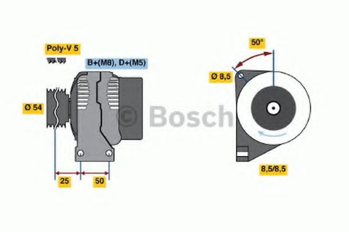 Generator / Alternator FIAT PUNTO (188) (1999 - 2016) BOSCH 0 986 049 081 piesa NOUA