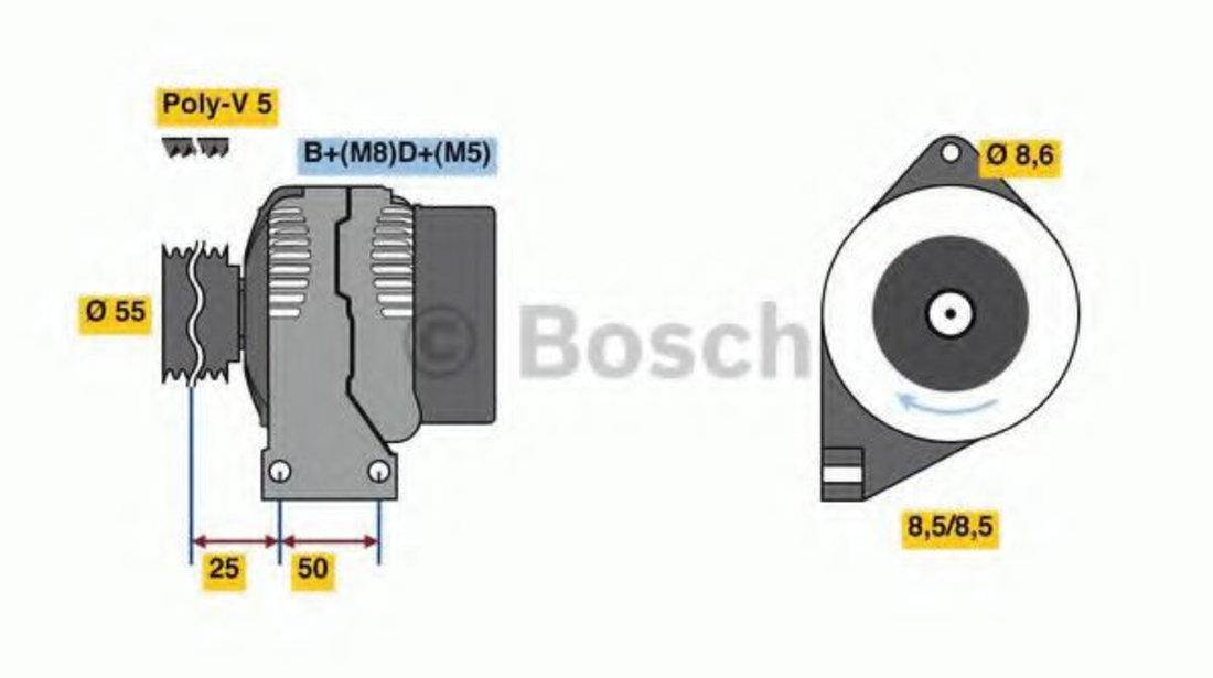 Generator / Alternator FIAT PUNTO Van (199) (2008 - 2016) BOSCH 0 986 049 540 piesa NOUA